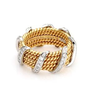Tiffany & Co. Schlumberger Diamond Ring 18k Gold Platinum 5