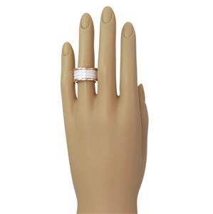 Bulgari B.zero1 White Ceramic Ring 18k Rose Gold 12mm Band Size 53