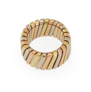 Bulgari Bvlgari Tubogas 18k Tri-Color Gold 10mm Wide Band