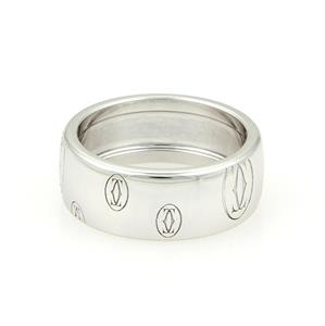 Cartier 18K White Gold Happy Birthday Logo 8mm Band Ring