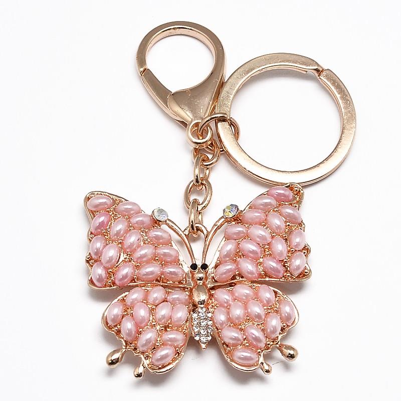 Pearl & Rhinestone Butterfly Keychain / Purse Charm | eBay
