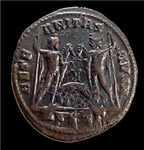 maxentius ae follis, the dioscuri, romulus and remus, she-wolf