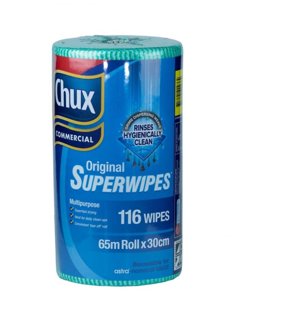 Chux Commercial Original Wipes SuperWipes 65m roll x 30cm 116 Wipes
