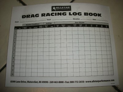 NEW Allstar Performance Drag Racing Log Book Sheets PN# ALL046