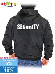MEN'S SECURITY GUARD STAFF LINED SAFETY ZIP UP BLACK HOODIE