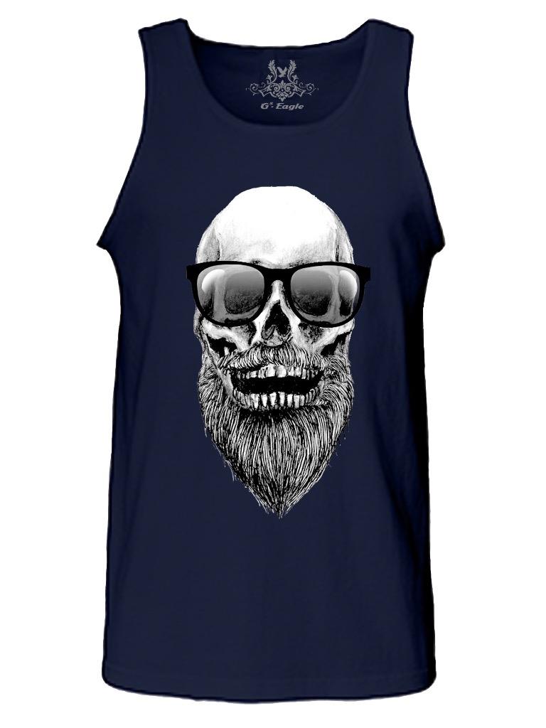 NEU HERREN BEDRUCKTE TOTENKOPF mit BART SONNENBRILLE KLASSISCH VINTAGE ORIGINAL KUNST TANK TOP - Bild 8 von 10