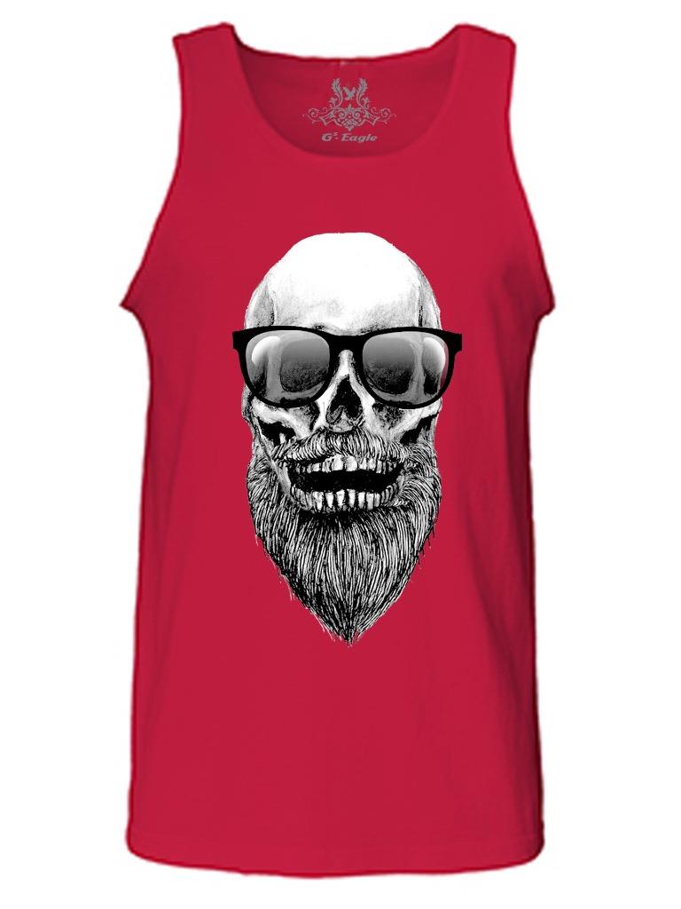 NEU HERREN BEDRUCKTE TOTENKOPF mit BART SONNENBRILLE KLASSISCH VINTAGE ORIGINAL KUNST TANK TOP - Bild 6 von 10