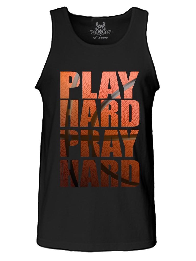 NW MENS PRINTED CHRISTIAN BIBLE PLAY HARD PRAY HARD BASKETBALL SPORTS TANK TOP - Picture 9 of 10