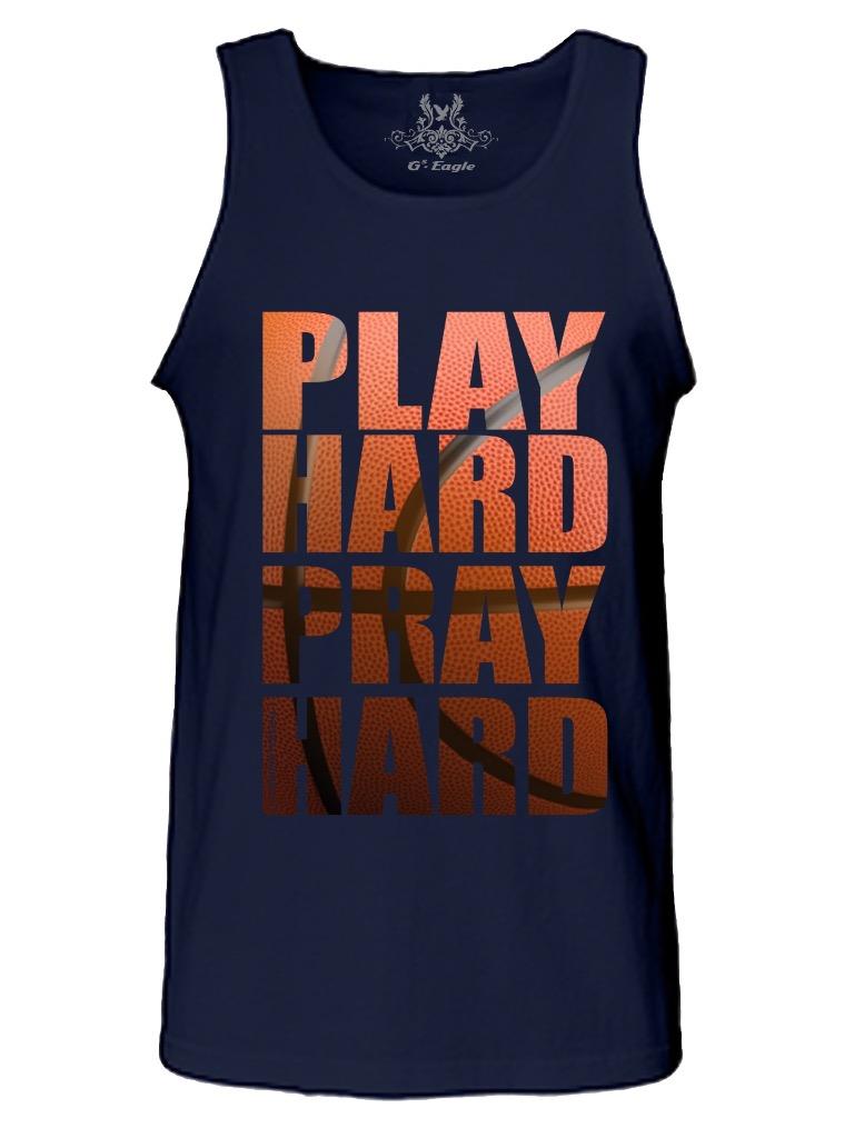 NW MENS PRINTED CHRISTIAN BIBLE PLAY HARD PRAY HARD BASKETBALL SPORTS TANK TOP - Picture 8 of 10
