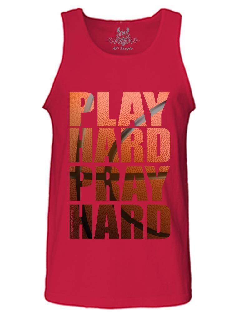 NW MENS PRINTED CHRISTIAN BIBLE PLAY HARD PRAY HARD BASKETBALL SPORTS TANK TOP - Picture 6 of 10
