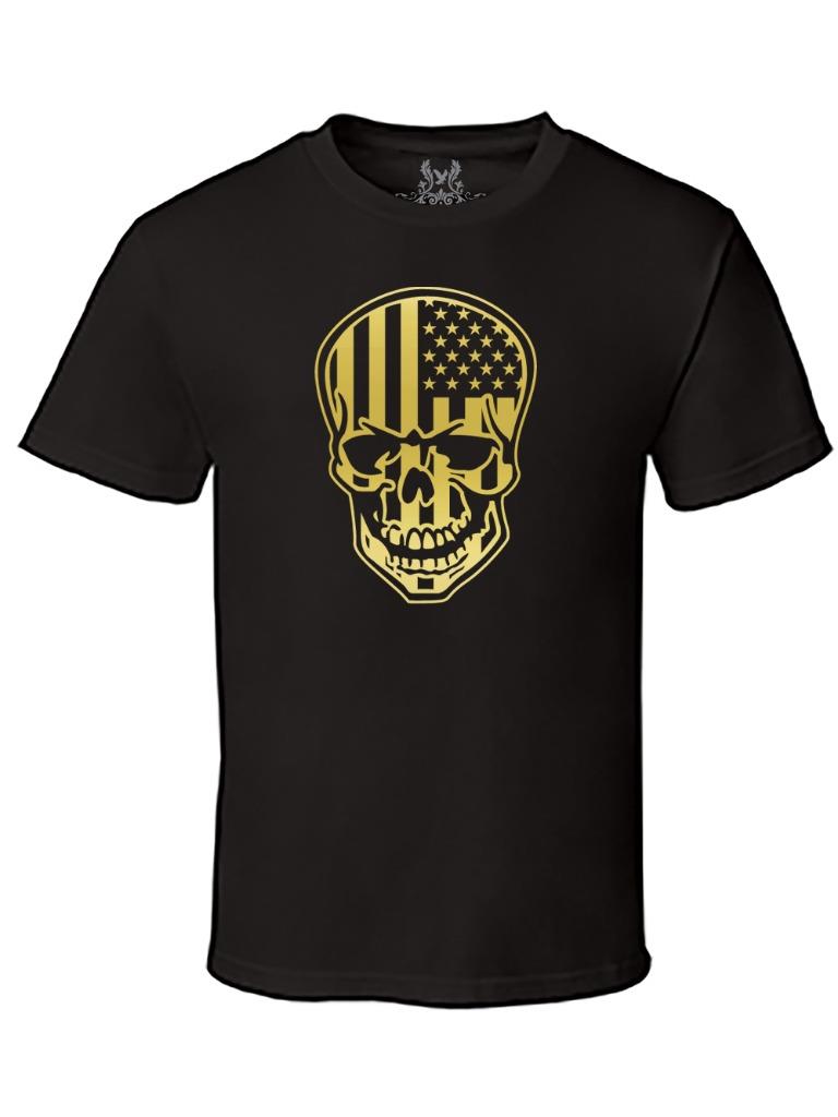 NEW MEN'S PRINTED GRAPHIC DESIGN HIPSTER AMERICAN FLAG SKULL USA GIFT ART TSHIRT - Picture 8 of 14