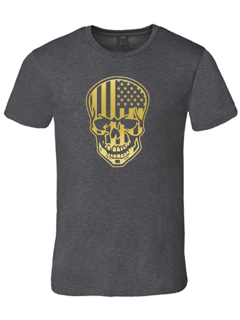 NEW MEN'S PRINTED GRAPHIC DESIGN HIPSTER AMERICAN FLAG SKULL USA GIFT ART TSHIRT - Picture 12 of 14