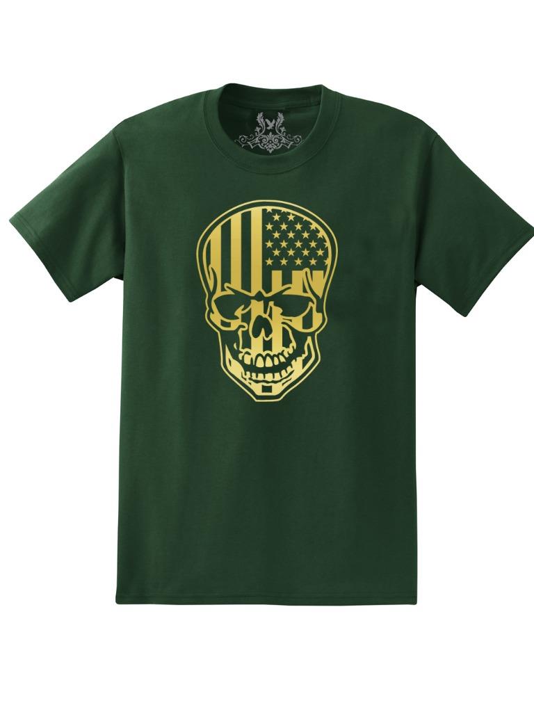 NEW MEN'S PRINTED GRAPHIC DESIGN HIPSTER AMERICAN FLAG SKULL USA GIFT ART TSHIRT - Picture 13 of 14