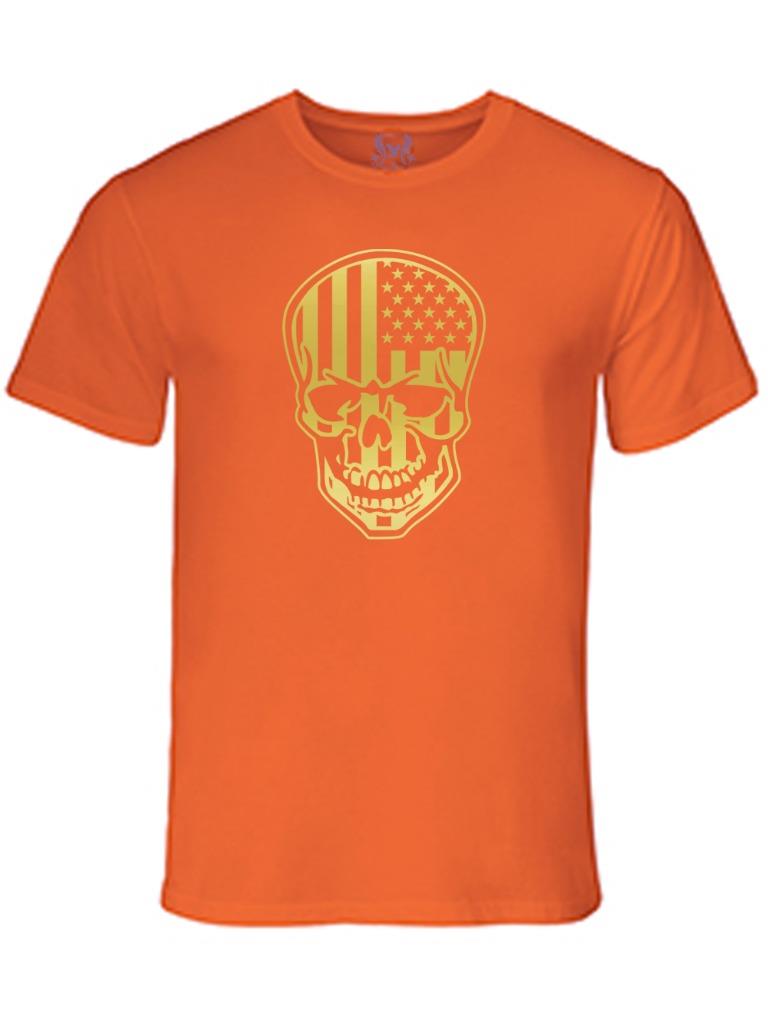 NEW MEN'S PRINTED GRAPHIC DESIGN HIPSTER AMERICAN FLAG SKULL USA GIFT ART TSHIRT - Picture 14 of 14