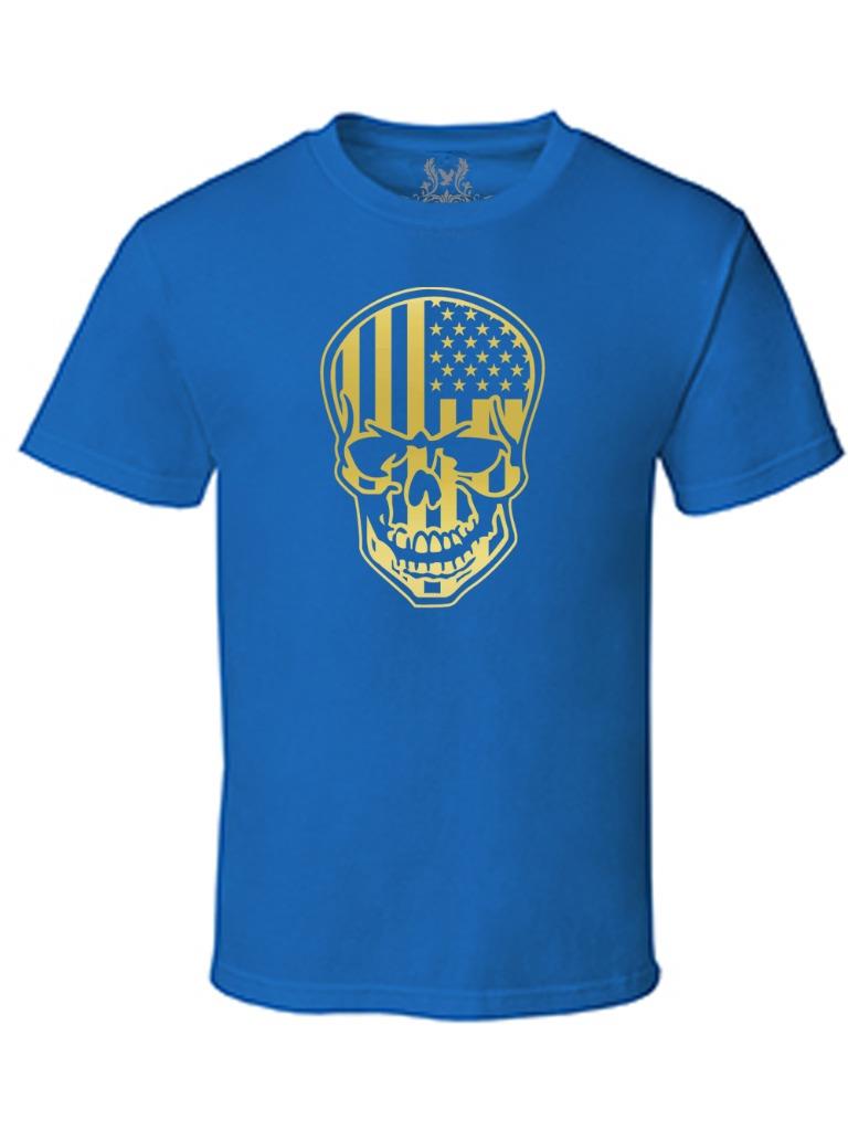 NEW MEN'S PRINTED GRAPHIC DESIGN HIPSTER AMERICAN FLAG SKULL USA GIFT ART TSHIRT - Picture 10 of 14