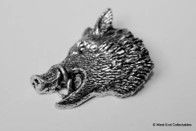 Charging Boar Pewter Pin Brooch -British Artisan Made-Pig Hunting - Foto 5