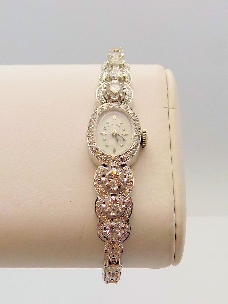 PRICE REDUCED!! 14K White Gold & Diamond Wrist Watch by Hamilton eBay
