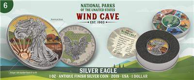 USA 2019 $1 US National Park WIND CAVE 1 Oz Silver Coin mintage 99 pcs