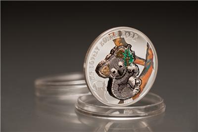 Palau 2013 $5 My Lovely Koala Bear 20g Silver Proof Coin with Swiss Embroidery