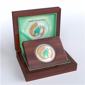 Engraved 1 Oz Silver Proof Coin Niue 2015 $2 Lunar Year of the Goat