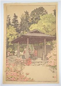Original Japanese HIROSHI YOSHIDA Woodblock Print AZALEA