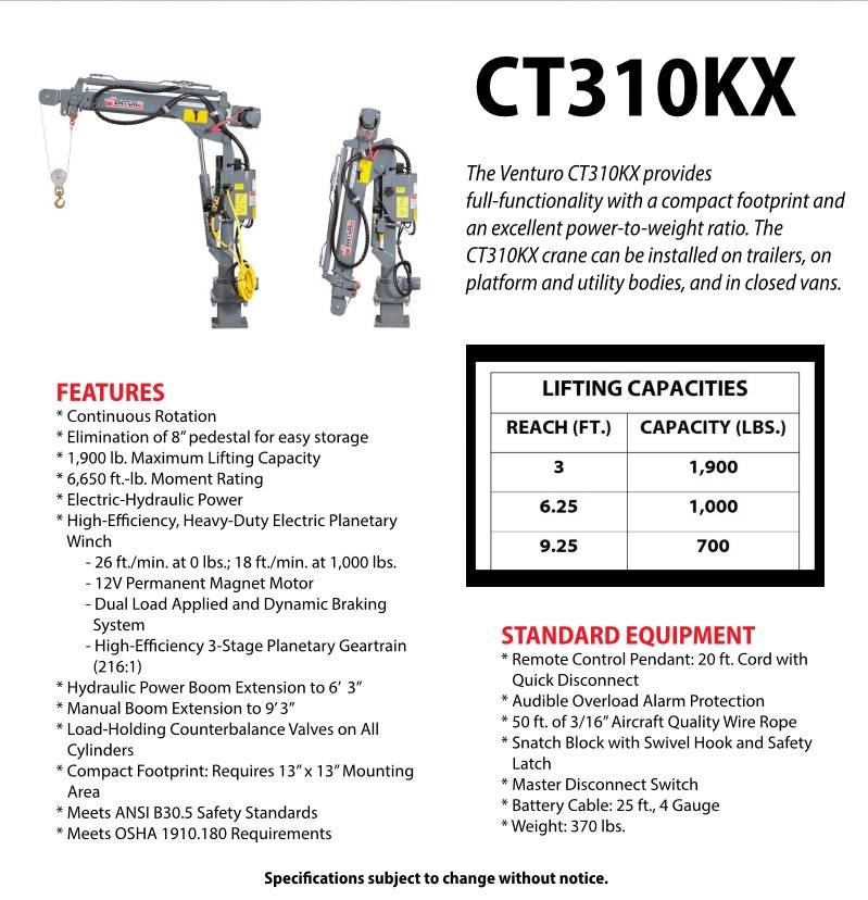 *Venturo Electric Mast Crane CT310KX* 1,900lbs eBay