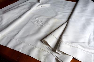 Altes Franz Fant Leinen Drap Bettuberwurf Ms 60 62 Hohls Monogr