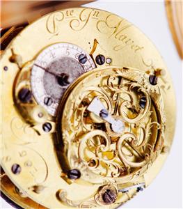 Antique French Verge Fusee Pocket Watch 18k Gold Enamel Marie