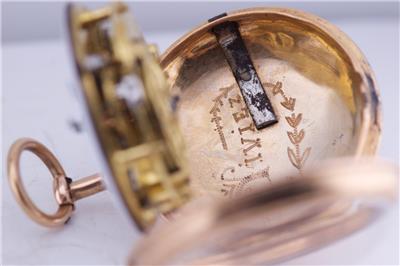 Antique French Verge Fusee Pocket Watch 18k Gold Enamel