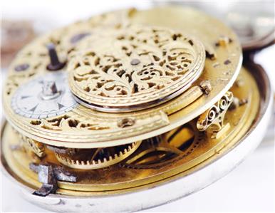 Antique Verge Fusee Silver Triple Case George Prior Pocket Watch