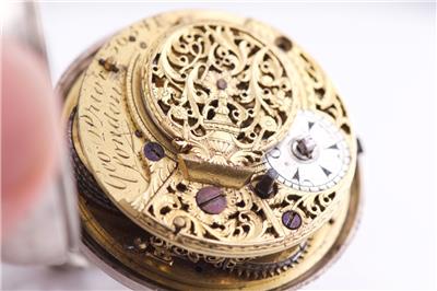 Antique Verge Fusee Silver Triple Case George Prior Pocket Watch