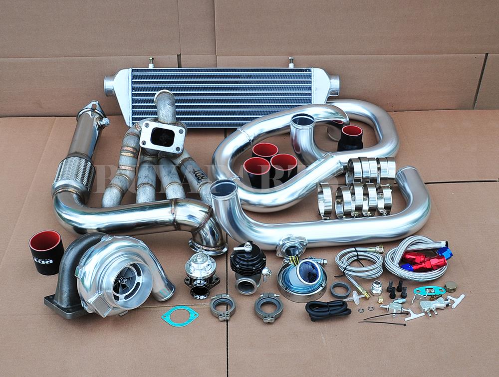 500hp Gt30 Bolt On Turbo Kit Chrome Piping Black Coupler Rs Bov For B18b B20b Ebay