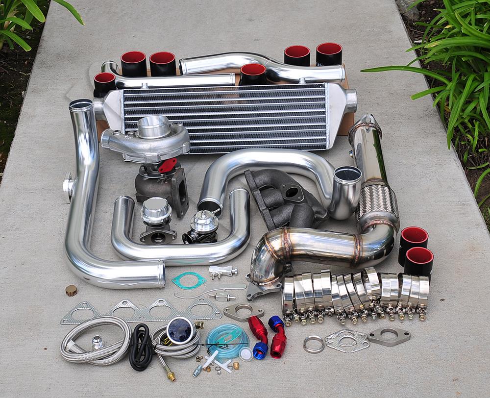 For Civic B16 18 Bolt On Turbo Kit Polish Intercooler Pipe Rs Bov Black Coupler Ebay