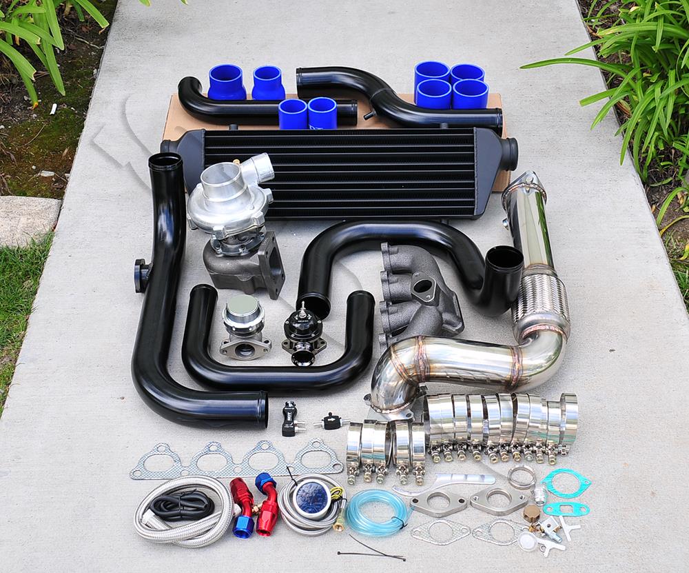 For Integra B18 Bolt On Turbo Kit Black Intercooler Pipe Rs Bov Blue Coupler Ebay