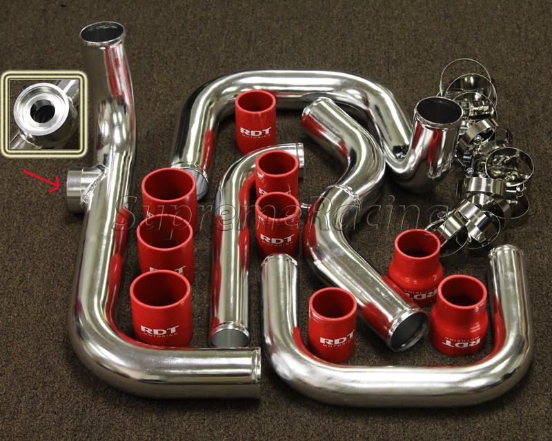 RDT 2.5/" UNIVERSAL 12PC BLACK ALUMINUM INTERCOOLER PIPING RED COUPLER KIT