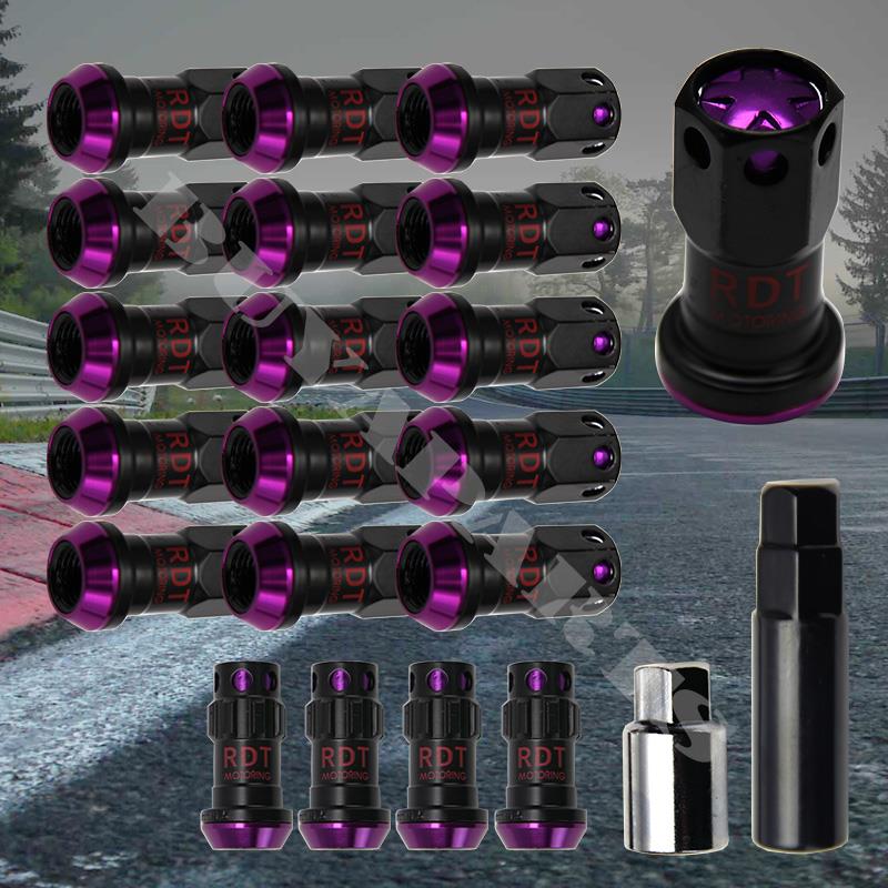 20 Pieces Black// Red Closed End Heavy Duty Steel Extended Lug Nuts M12x1.5mm