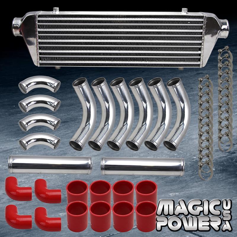 RDT 2.5/" UNIVERSAL 12PC BLACK ALUMINUM INTERCOOLER PIPING RED COUPLER KIT