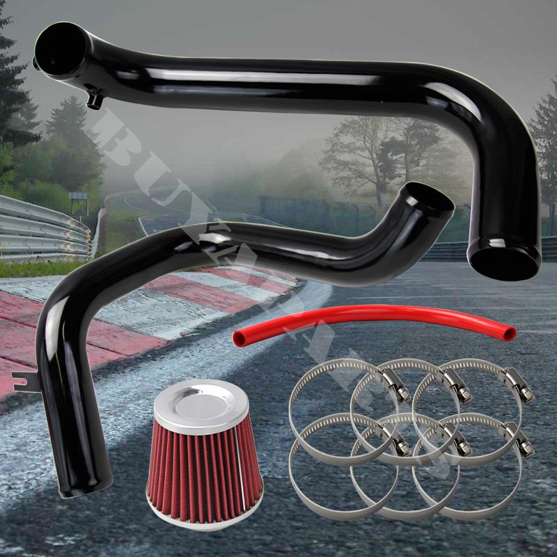 2001-2005 Honda Civic Black Cold Air Intake System Kit w// 2.5/" Red Air Filter