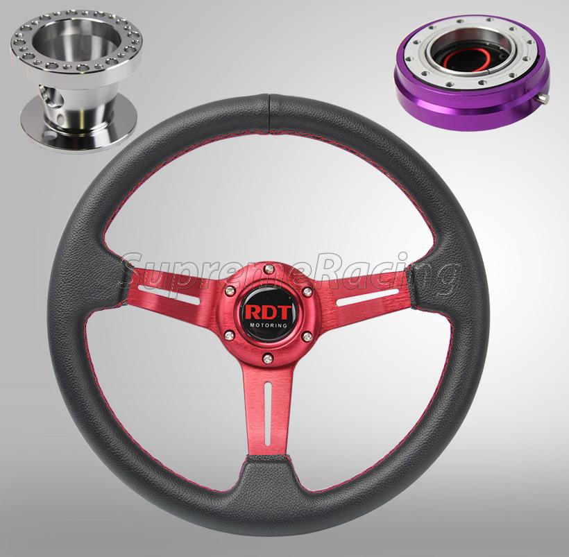 FOR 1992-1996 HONDA PRELUDE GOLD DEEP DISH 13/" PVC STEERING WHEEL+HUB ADAPTER