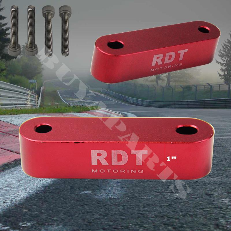 Red Aluminum 22mm Hood Vent Spacer Riser Kit Civic CRX 88-91 Del Sol 93-97