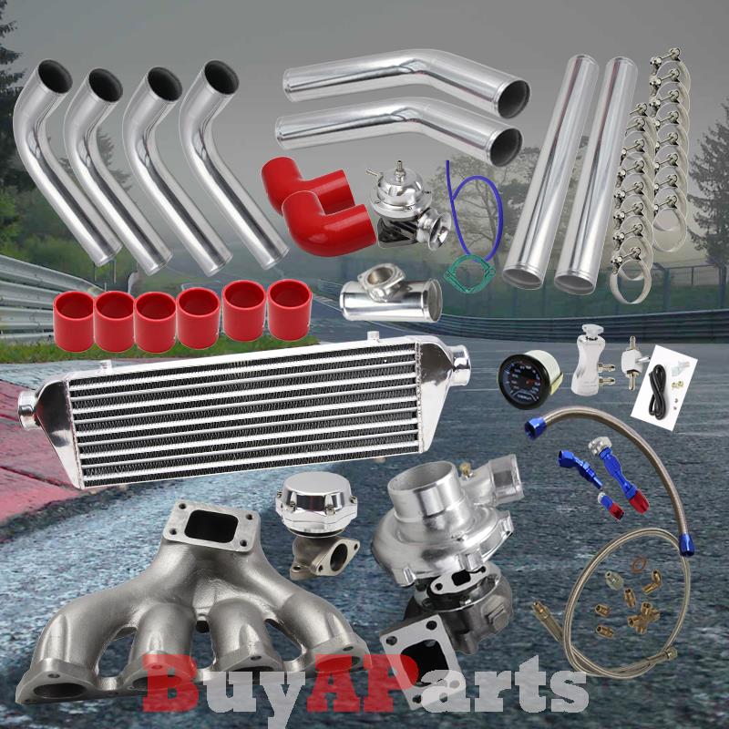 2.5/" DIY Chrome Aluminum 12x Turbo Intercooler Piping Kit Red Coupler Universal