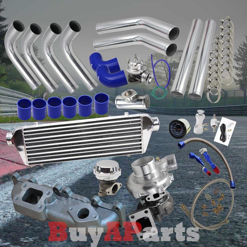 Chrome Intercooler Piping Blue Coupler Turbo Kit For 03 05 Dodge