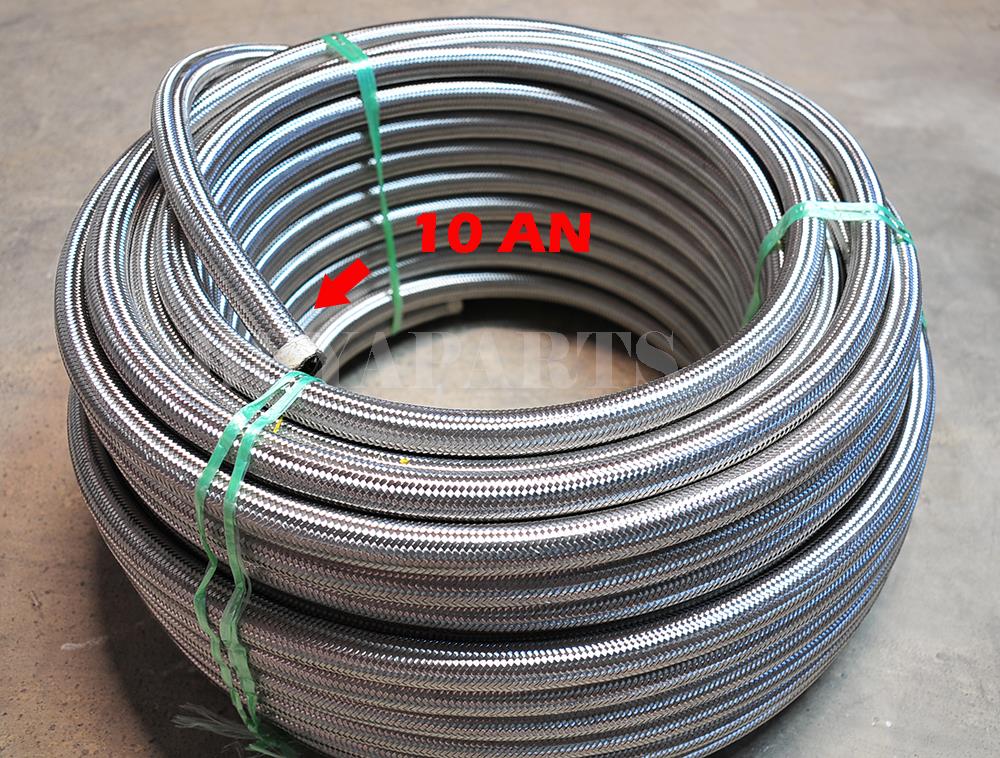 10 AN AN10 10-AN Braided Stainless Steel Turbo Oil Fuel Gas Line Hose 1500 PSI