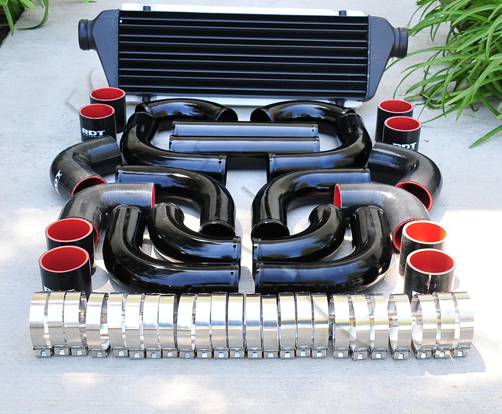12 pcs 2.5" DIY Black Intercooler + Piping + Black Silicone Coupler
