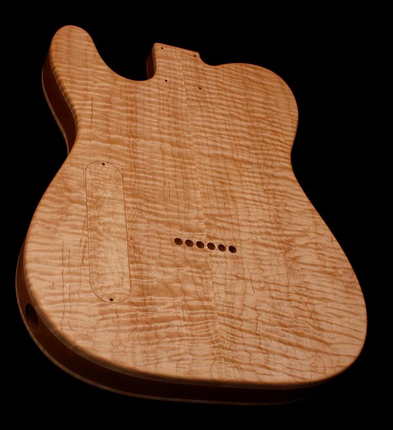 HH Telecaster Body • Flame Maple • Alder • Unfinished Tele Guitar Body