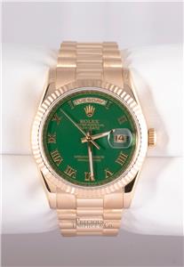 SOLDA　FLUOR 100% Rolex Day-Date 36 Yellow Gold Diamond Paved Roman Dial