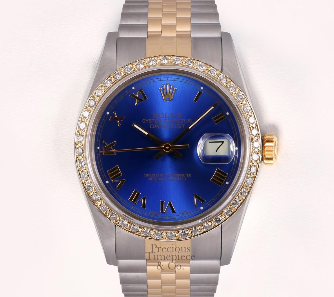 rolex datejust blue gold