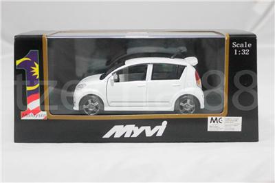 Perodua Myvi 1:32 Diecast Genuine Product White Car 