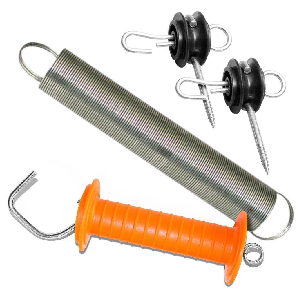 5m Long Spring in Electric Fence SPRING GATE KIT Four Handles Colour