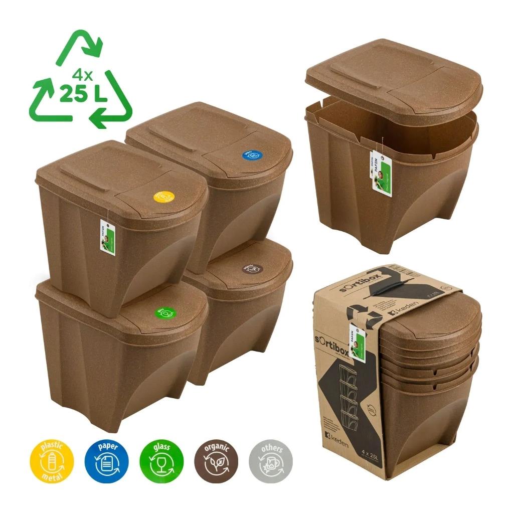 SORTIBOX ECO Wood Collection 4x25L Recycling Bins